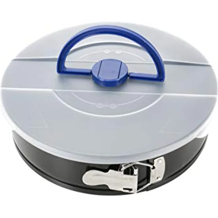 Bubble-Store Kuchen Springform Ø 26 cm mit Deckel und Tragegriff, Stahl Rundspringform zum Backen, Backform antihaftbeschichtet, schwarz