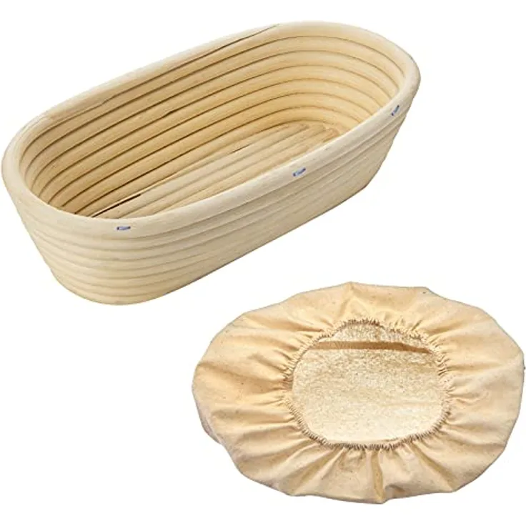 Westmark Gärköbchen-Set, 2tlg., Gärkörbchen oval + Bezug, Peddigrohr/Baumwolle, Hellbeige/Beige, 3204227B