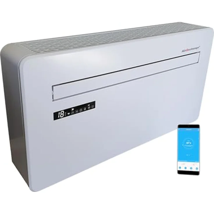 Airexchange AirExchange - Wand-Monoblock-Klimaanlage-Wärmepumpe-INVERTER, 4-in-1 ohne Außengerät, 12.000 BTU, Heizen, Kühlen, Entfeuchten, Reinigen, bis 80 m², R290, WEIß – Bild 1