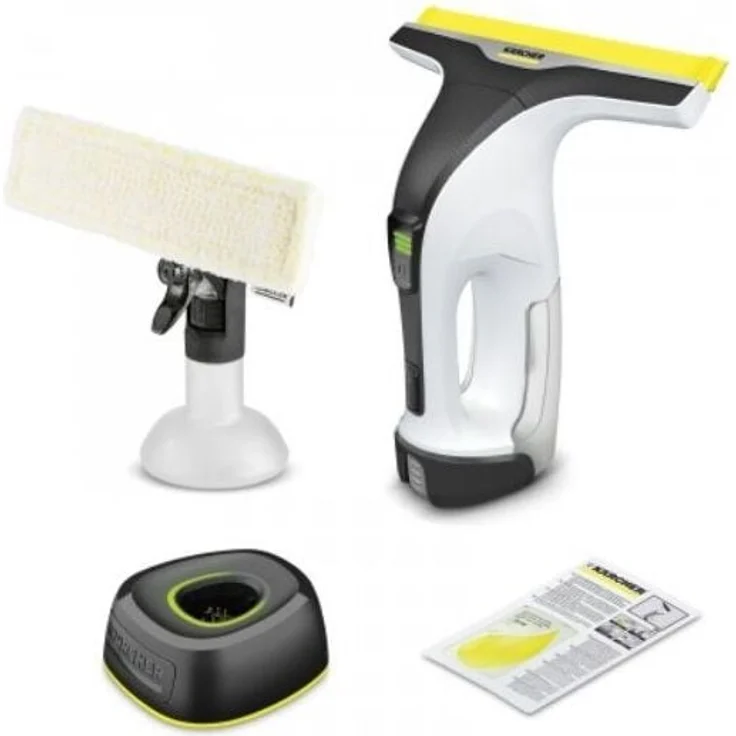 Kärcher WV 4-4 Plus Batterieset, Elektrischer Fensterreiniger mit 0,15 l Wassertank, ergonomisch, kabellos, Schwarz/Weiß/Gelb