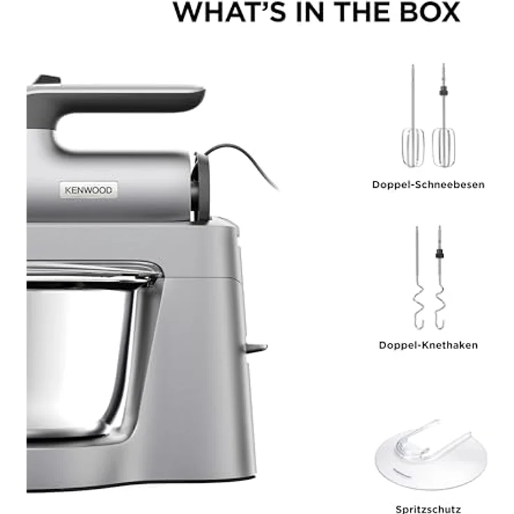 Kenwood Chefette HMP 54.000SI Handmixer, 650W, inkl. 3,5L Rührschüssel, Puls-Funktion, silber – Bild 9