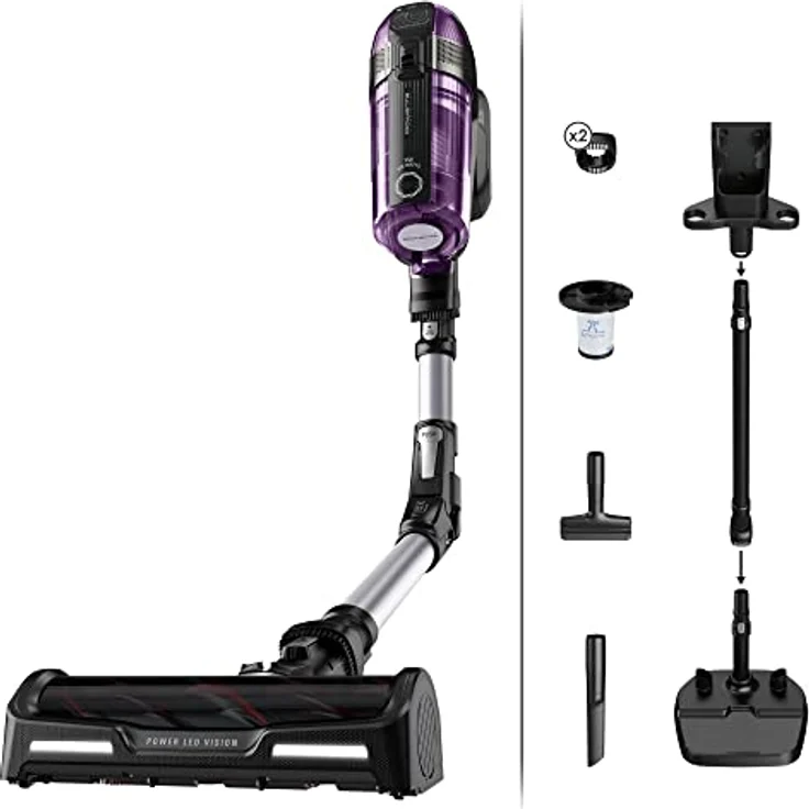 Rowenta RH98A0 X-Force Flex 12.60 kabelloser Akku-Stabstaubsauger | 150 Air Watt | bis zu 45 Min. Laufzeit | leistungsstark | Flex-Gelenk | LED-Düse | inkl. Zubehör | Lila/Schwarz – Bild 1
