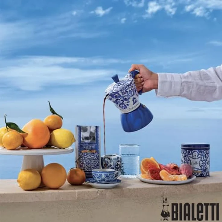 BIALETTI Espressokocher Bialetti D&G, Aluminium, 6 Tassen, geeignet für Elektro-, Gas-, Glaskeramik- und Induktionsküchen, blau – Bild 6