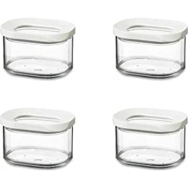 Mepal Modula Vorratsdosen Set, 4-tlg. Frischhaltedosen 175 ml, weiß, luftdicht und stapelbar – Bild 1