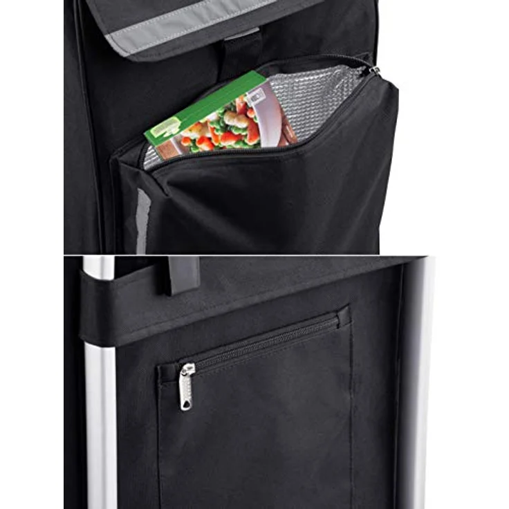 Meister Einkaufstrolley - 54 Liter - Extra große Reifen - Mit Kühlfach - Abnehmbare und regenfeste Tasche - Aufhängung für den Einkaufswagen / Klappbarer Shopper / Einkaufsroller / Schwarz, 6816800 – Bild 2