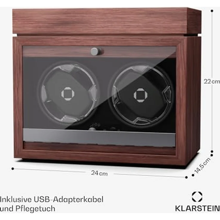 Klarstein Uhrenbeweger Brienz 2, Automatik-Uhrenwinder für 2 Uhren, mit LED-Beleuchtung, blau – Bild 8
