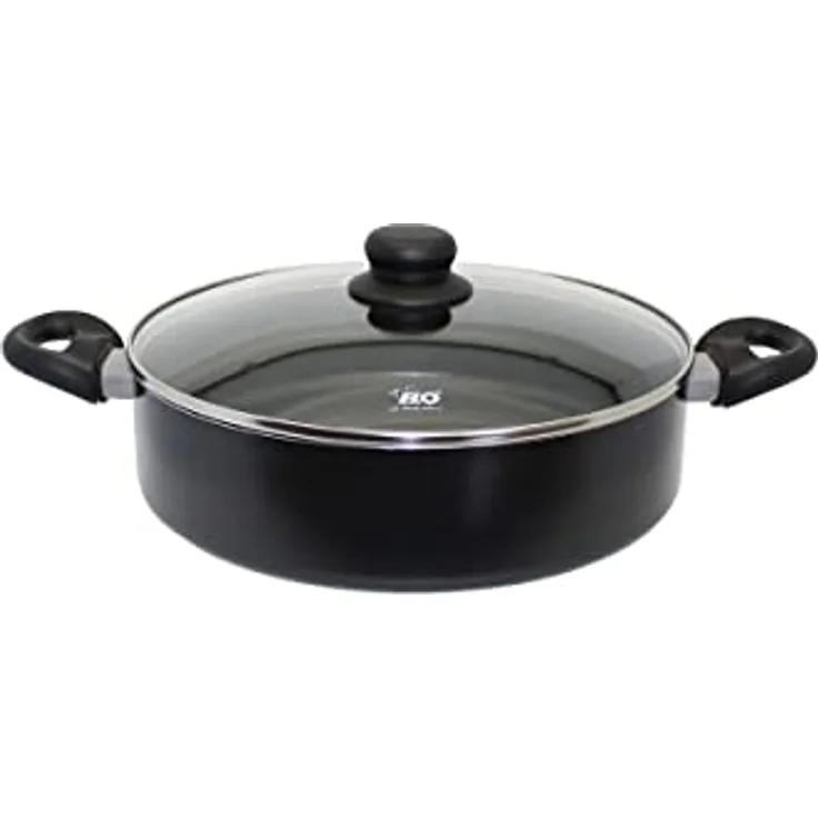ELO 4382826 Schmorpfanne mit Deckel, Schmorpfanne mit Deckel, Schmorpfanne 28 cm, Induktion, Schmorpfanne, Bratpfanne, gepresstes Aluminium, Glas, 28 x 7,5 cm
