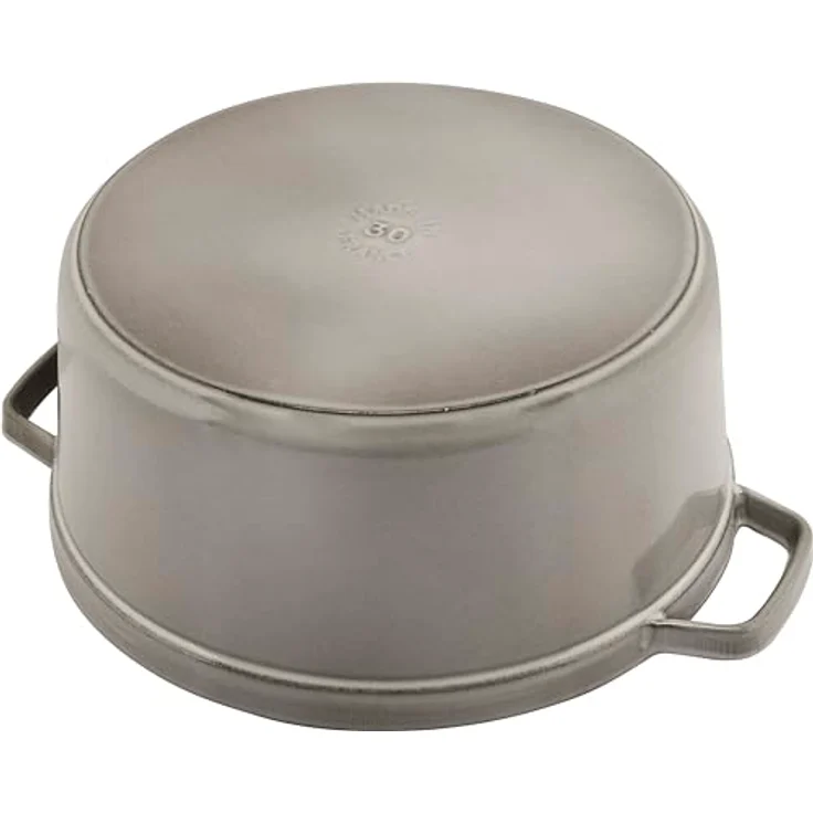 Staub 40509-862-0 Cocotte-Bräter, rund mit Deckel 30 cm, 8,35 L, mit mattschwarzer lierung im Inneren des Topfes, graphitgrau – Bild 5