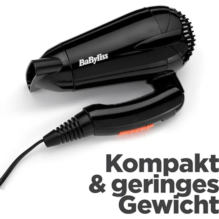 Babyliss Travel Dry 2000 Faltbarer, Leichter Reisehaartrockner Schwarz 2000 Watt 5344E – Bild 3