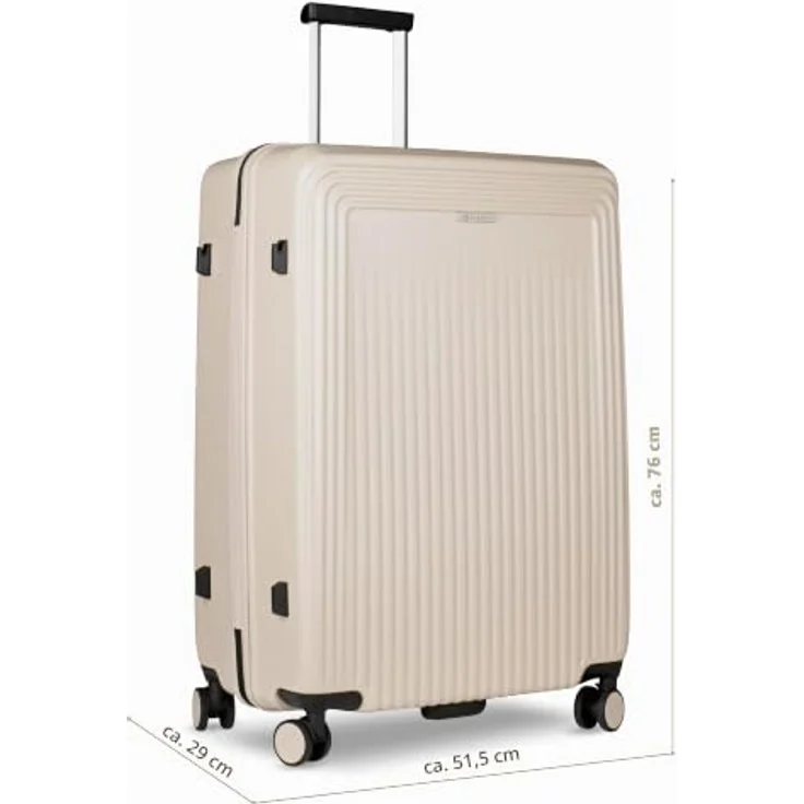 bugatti Linea 4 Rollen Kofferset, 3-teilig, beige, 100% Polycarbonat, 52 cm x 29 cm x 76 cm – Bild 2