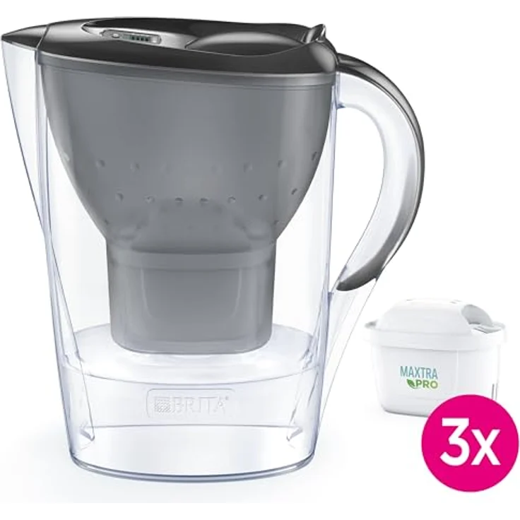 Brita Filterkanne Marella +3 Maxtra Pro PP, grau, 2,4 l 150 l - Wasserfilter mit mehrfarbigem Design – Bild 2
