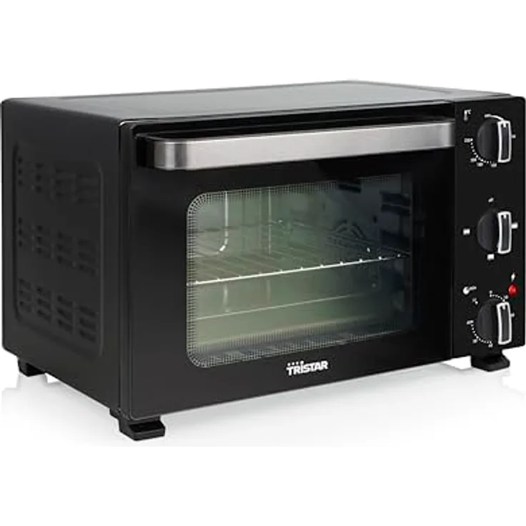 Tristar OV-3650 Mini-Backofen, 20 L, 1300 W, Ober- und Unterhitze, Einstellbarer Thermostat, 60-Minuten-Timer, Doppelglastür, Backblech und Grillrost