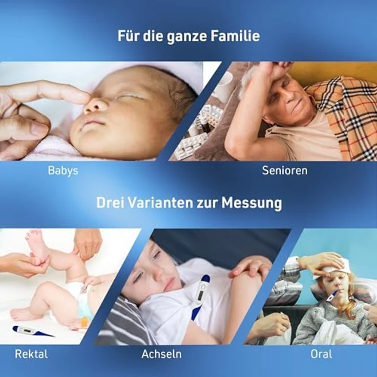 IEA Medical Fieberthermometer digital mit flexible Spitze, Fieberalarm, Reise Gadget, für Kinder & Erwachsene, Blau – Bild 5