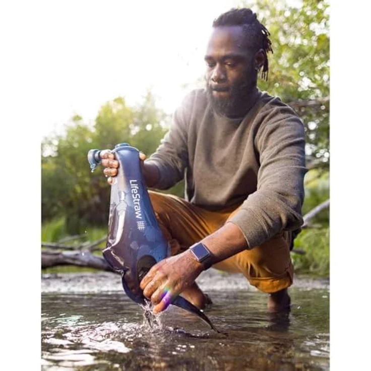 LifeStraw Peak Series Compact Gravity Wasserbeutel mit Wasserfilter, 3 L, hohe Durchflussrate, BPA-frei, blau – Bild 7