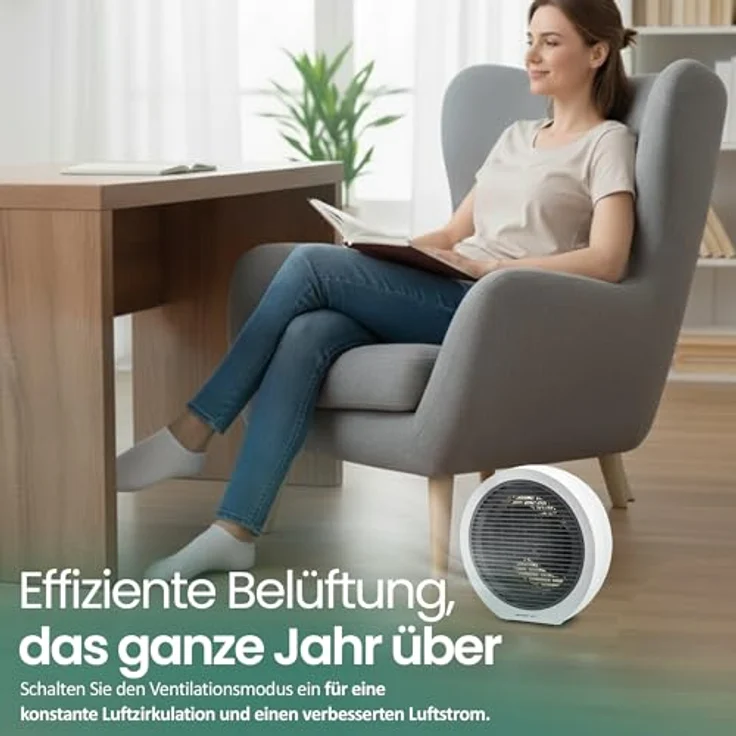Emerio Heizlüfter FH-109947, 2000W für Räume bis 15 m², 2 Heizstufen, einstellbarer Thermostat, Ventilatorfunktion, Kippschutz – Bild 7