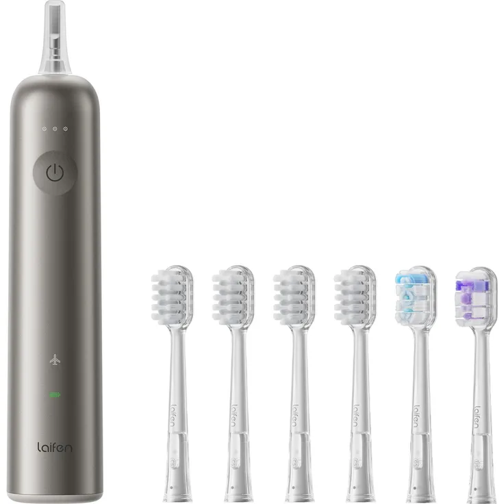 Laifen Wave LFTB01-T, Rotierende-vibrierende Zahnbürste für Erwachsene mit 66000 Bewegungen pro Minute, Titan, Weiß, Oval