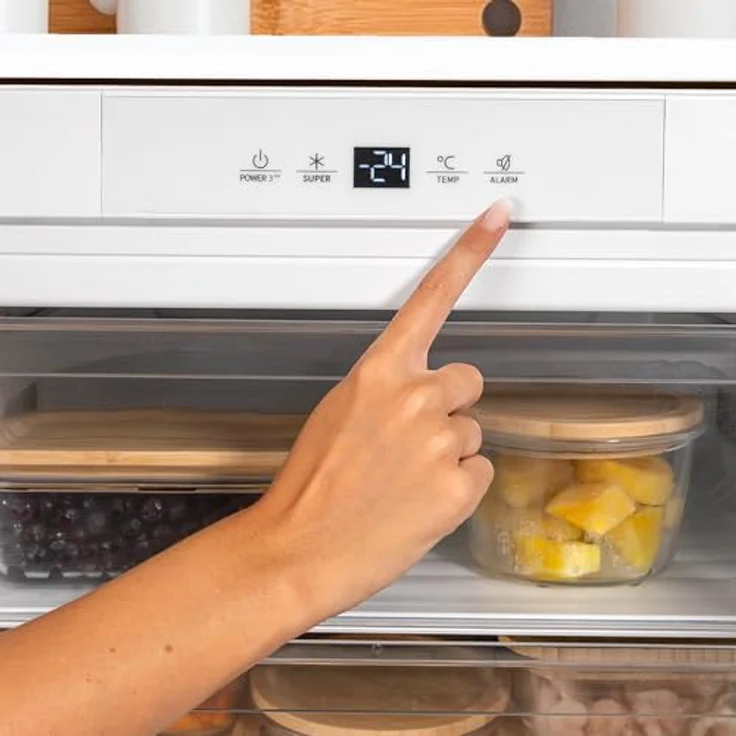 Cecotec Bolero Coolmarket TF BI 101 White E, Integrierbarer Mini-Gefrierschrank mit 101 l, Touch-Display, schnellem Einfrieren, umkehrbarer Tür, einstellbarer Temperatur von -14 °C bis -24 °C – Bild 5