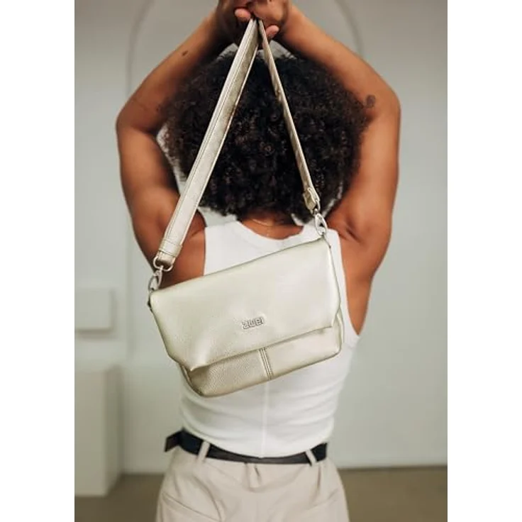 ZWEI Bodybag Mademoiselle M40, Crossbody Bag aus genarbtem Kunstleder, gold, 26 x 7 x 16 cm – Bild 5