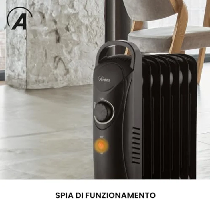 Ardes AR4R07M2 OILO MINI2 800 W Mini-Elektro-Ölheizkörper in Weiß, kompakter Heizkörper mit geringem Verbrauch und Griff, leise elektrische Heizung für Badezimmer und Heimbüros – Bild 2