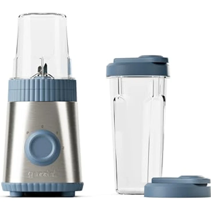 Guzzini Sous Chef On-The-Go-Standmixer, 600 ml und 300 ml Becher, Doppelklinge aus Edelstahl, Pulse-Funktion, zwei Geschwindigkeiten, Bio-Basis (Marineblau) – Bild 1