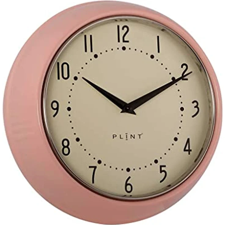 Plint Retro Wanduhr Silent Non-Ticking Decorative Rose Color Wall Clock, Retro Style Wall Decoration for Kitchen Living Room Home, Office, Schule, Easy to Read Large Numbers – Bild 1