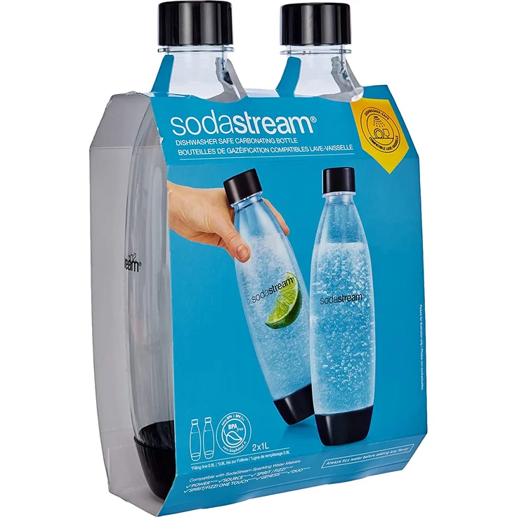 SodaStream Duopack Flasche für DUO-Wassersprudler, schwarz, 1 Liter, Tritan-Kunststoff, spülmaschinengeeignet, 2 Stück, Ersatzflaschen für SodaStream Duo, Easy, Power und Easy One Touch – Bild 4