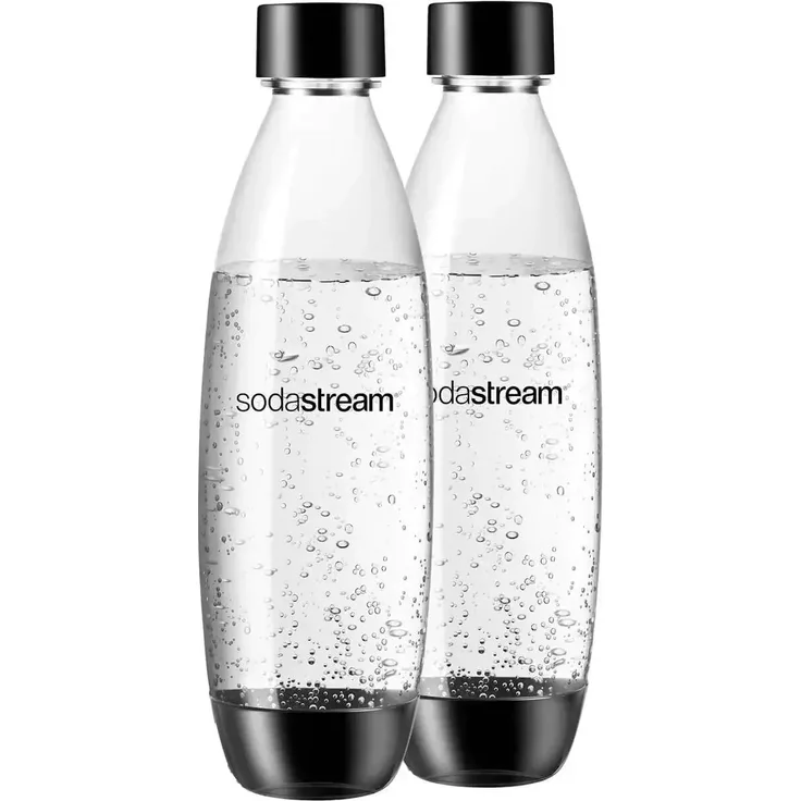 SodaStream Duopack Flasche für DUO-Wassersprudler, schwarz, 1 Liter, Tritan-Kunststoff, spülmaschinengeeignet, 2 Stück, Ersatzflaschen für SodaStream Duo, Easy, Power und Easy One Touch