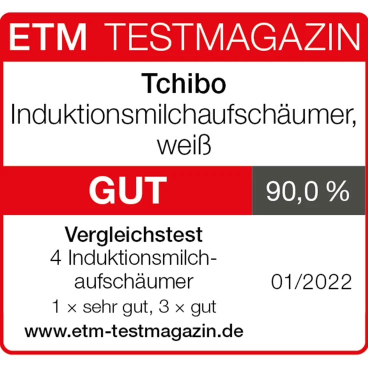 Tchibo Induktions-Milchaufschäumer, Spülmaschinengeeigneter Rührbehälter, Einsatz und Deckel, warmer und kalter Milchschaum, für Latte Macchiato, Cappuccino und Kakao, cremeweiß – Bild 2