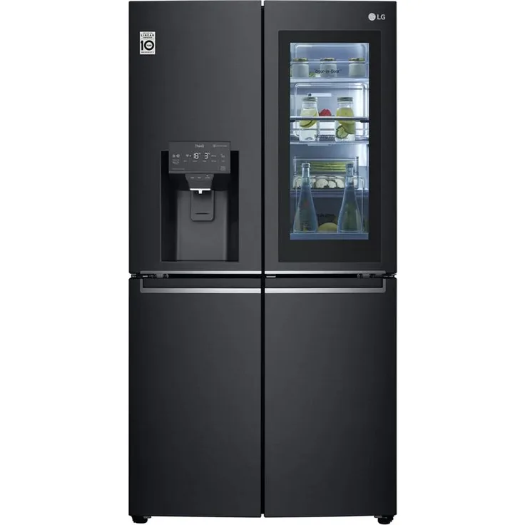 LG GMX945MC9F Side-by-Side-Kühlschrank, freistehend, schwarz, Total NoFrost, Wasser- und Eiswürfelspender, Festwasseranschluss, Door-in-Door, Schnellgefrieren, LED, Breite 91.2 cm