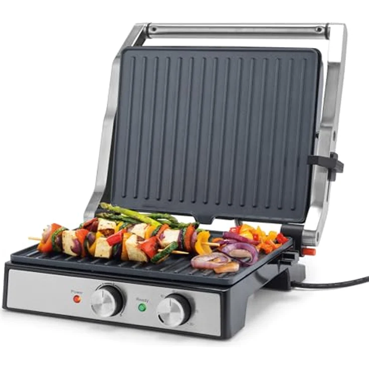 Petra PT6234VDE Kontaktgrill – Elektrogrill, PFAS-freie Keramikbeschichtung, einstellbare Temperatur und Timer, 29 x 23cm platten, 2000 W – Bild 4