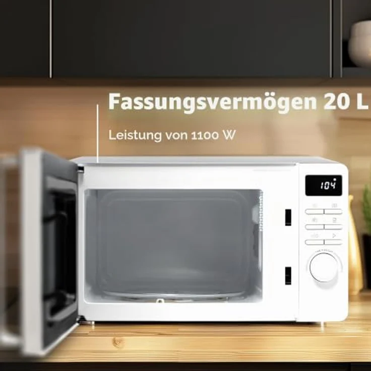EVVO Mikrowelle M20, 20 Liter mit Grillfunktion und digitalem Touch-Display, schwarz – Bild 4