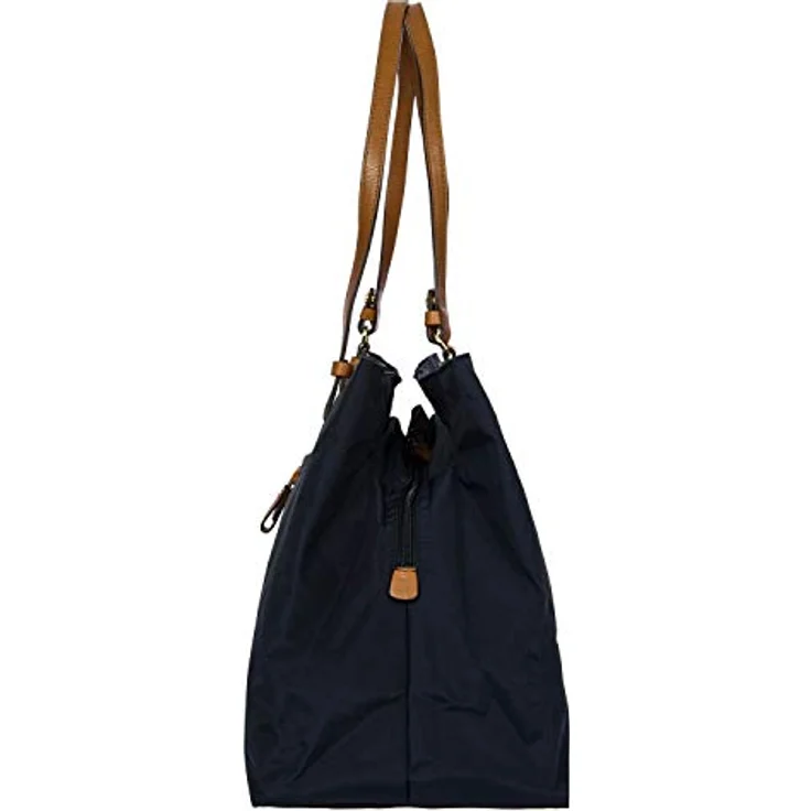 Bric's Shopper X-Bag Shopping, stilvolle Schultertasche aus satiniertem Nylon mit Lederakzenten, 40 cm, blau – Bild 4