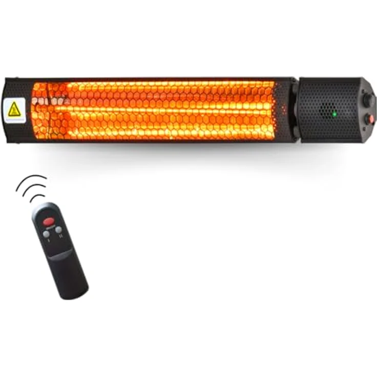 STARLYF Infrarot Heizstrahler Radiant Heater (IP65), 2000W, Halogen-Infrarotheizung, Fernbedienung, Infrarot-Heizstrahler (schwarz) – Bild 1