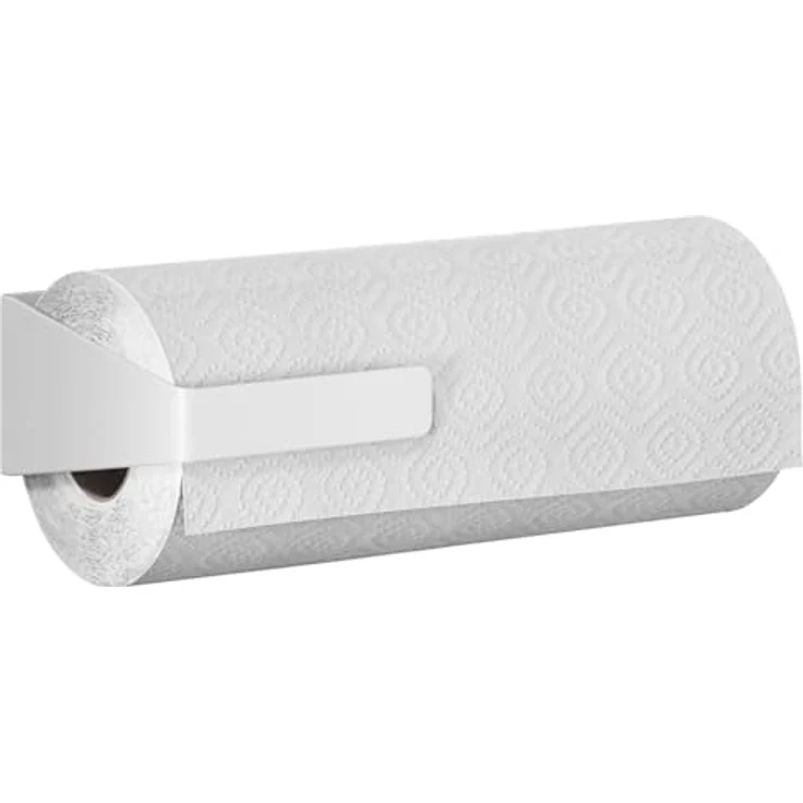 tesa Küchenrollenhalter, selbstklebender Wandrollenhalter, Komplett-Set mit Adapter und Wasserwaage, Montage ohne Bohren, max. 5 kg belastbar – Bild 1