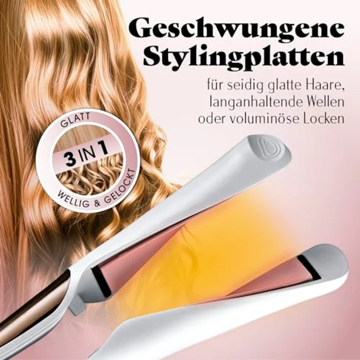VITALmaxx Profi Hair Styler | 3in1 Lockenstab, Glätteisen & Welleneisen mit LED Display | Temperaturen von 150-230 °C | 360° Drehgelenk & 1,8 m langes Kabel | Ersetzt Lockenwickler – Bild 2