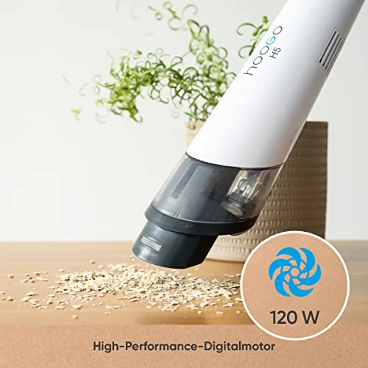 hoogo Akku-Handstaubsauger H5 2in1 | beutellos kabellos | Laufzeit bis zu 30 min. | 120 Watt High-Performance-Digitalmotor | EPA 12 Hygienefilter – Bild 4