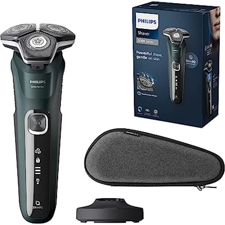 Philips Shaver Series 5000 – Elektrischer Nass- und Trockenrasierer für Herren mit ausklappbarem Trimmer, Ladestation & Reiseetui (Model S5884/35) – Bild 1