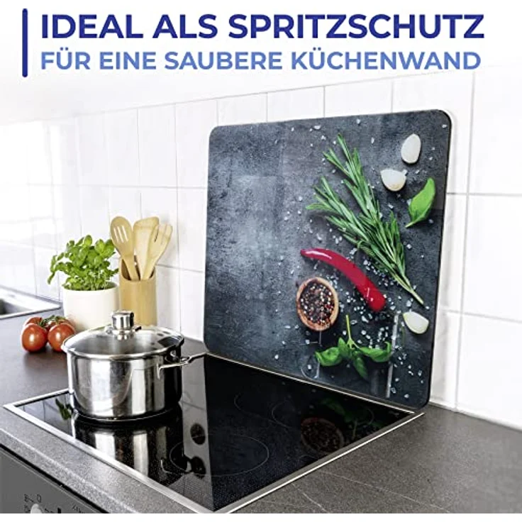 Maximex MULTI-Platte ROSMARIN - Schlagfeste Kochplattenabdeckung, Gehärtetes Glas, 56 x 0.5 x 50 cm, Mehrfarbig – Bild 4