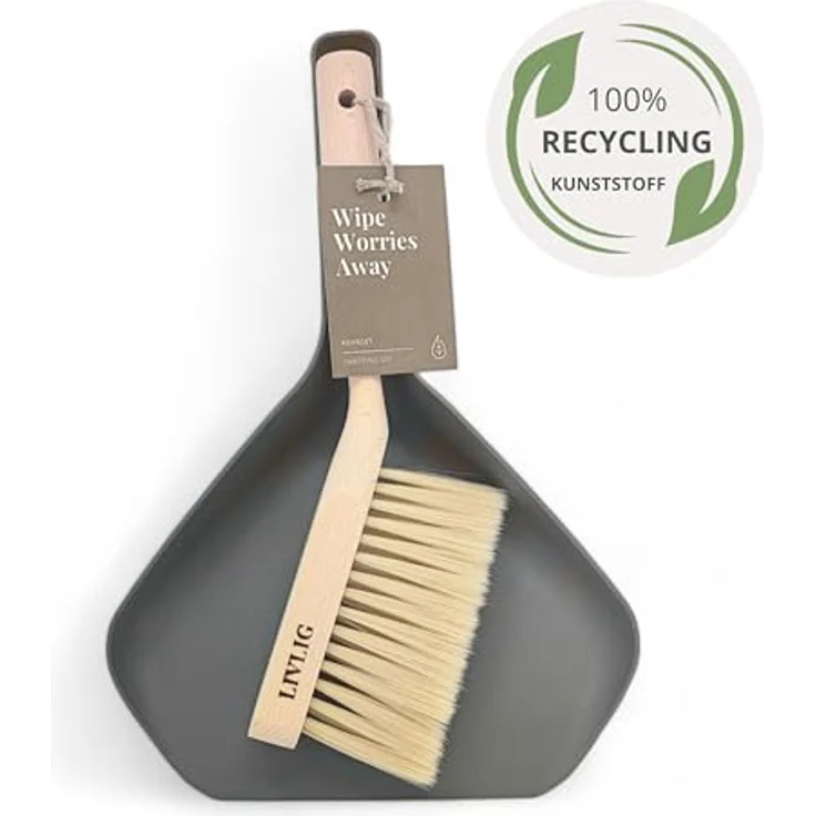 LIVLIG Kehrgarnitur, Set aus Holzbesen und Kehrschaufel aus 100% recyceltem Kunststoff, für Innen- und Außenbereich, Made in Europa – Bild 7