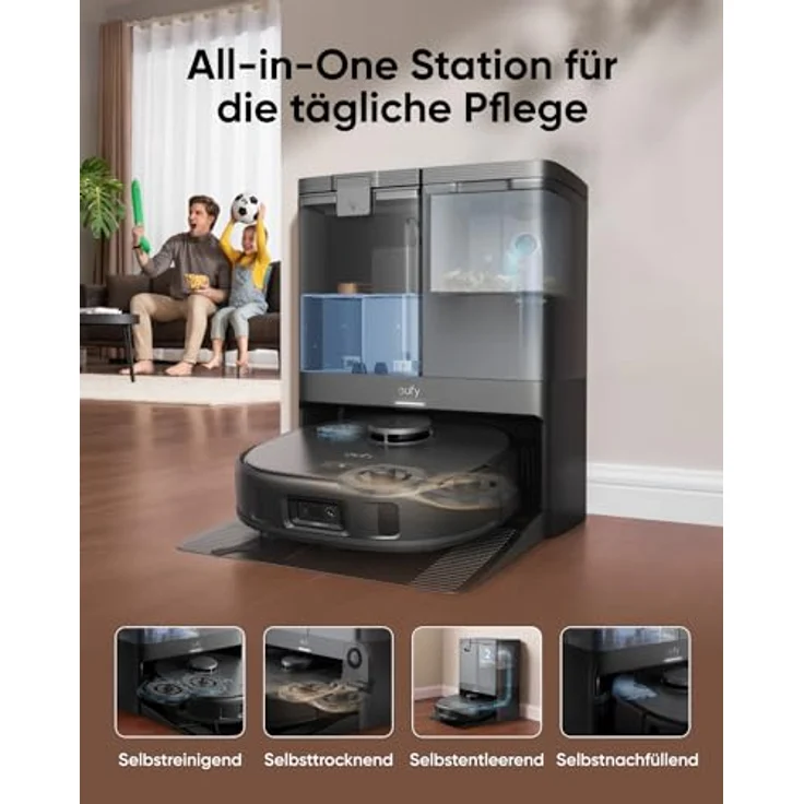 eufy X10 Pro Omni Saug- & Wischroboter, 8.000Pa, Auto-Absaugen/Befüllen, 2× Auto-Lift-Mopp mit Auto-Waschen/Trocknen, Aktive Hindernisvermeidung – Bild 5