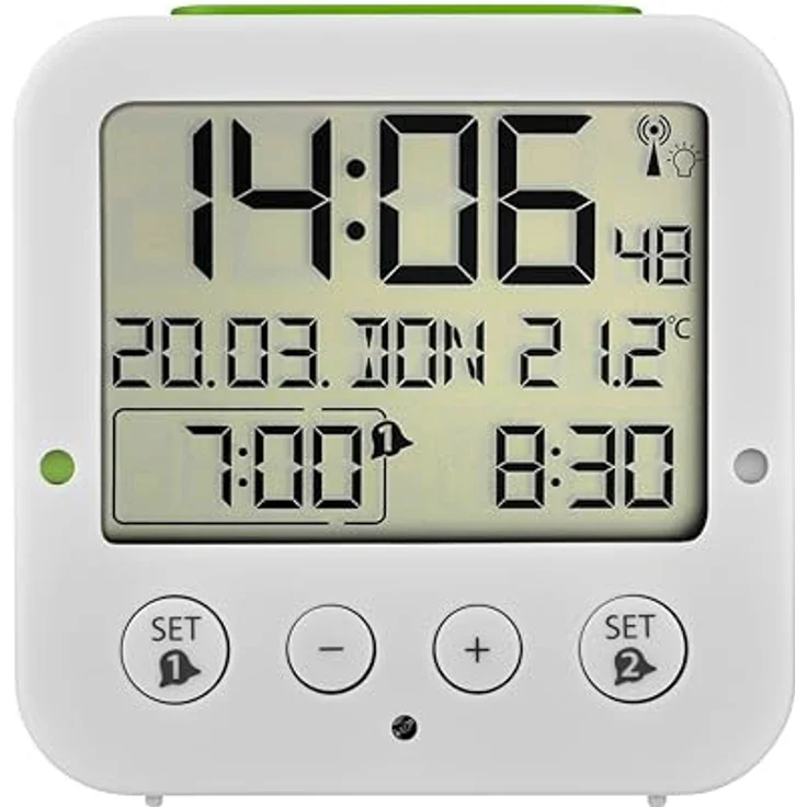 TFA Dostmann Funkwecker Bingo TFA 60.2528 digitaler Reisewecker, mit Funkuhr, 2 Weckalarmen und automatischer Hintergrundbeleuchtung, schwarz – Bild 3