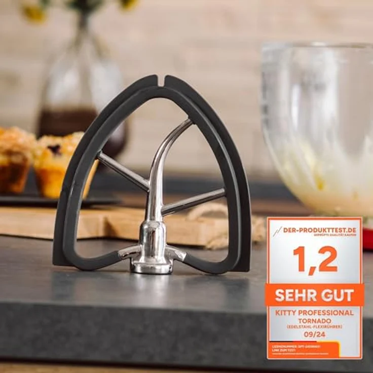 Kitty Professional Flexi-Rührer "Tornado" für KitchenAid 4,3 und 4,8 Liter - Edelstahl/Silikon, großer Arbeitsbereich, spülmaschinenfest – Bild 2