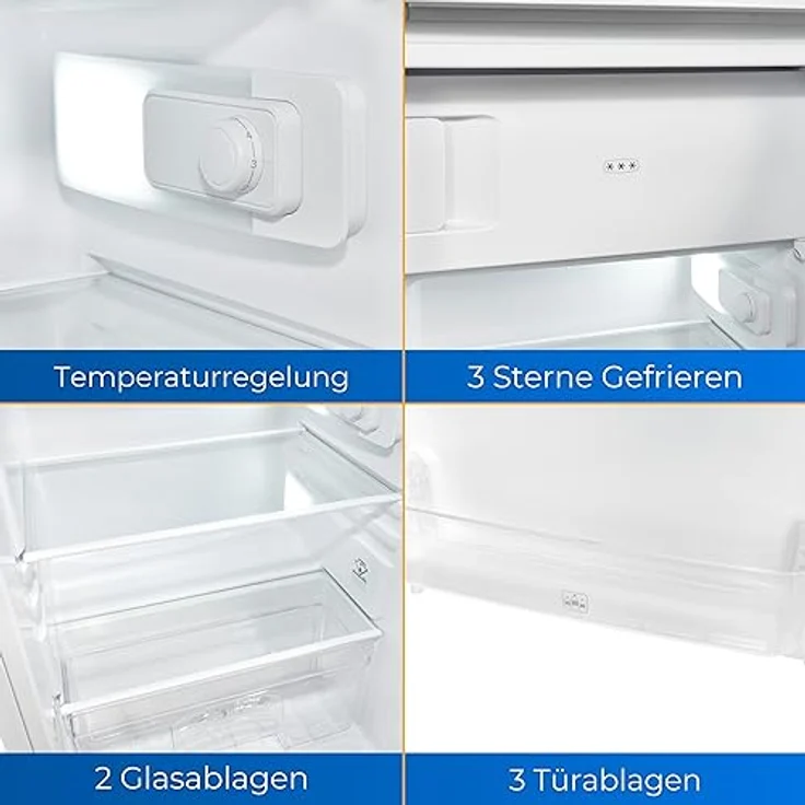 Exquisit Kühlschrank KS5117-3-040E weiss | 81 l Volumen | Kühlschrank mit Gefrierfach freistehend | LED-Licht | Gemüsefach | Freistehender Kühlschrank mit Gefrierfach – Bild 3