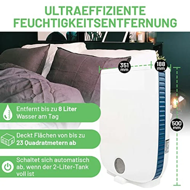 Meaco DD8L Junior Luftentfeuchter, 650 W, 240 V, Weiß, 8L – Bild 5