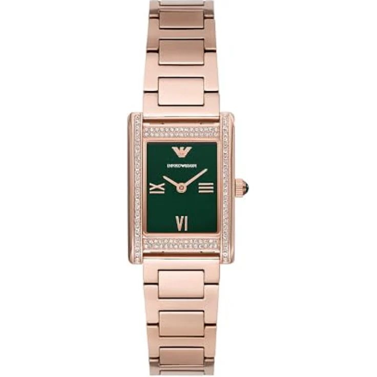 Emporio Armani AR11641, Damenuhr Edelstahl, roségold mit grünem Ziffernblatt, 32 mm Quarzwerk, wasserdicht bis 50 m – Bild 1
