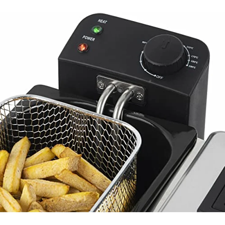 H.Koenig DFX600 Fritteuse aus Edelstahl, 3600 Watt, 2 unabhängige Thermostate je 3L, Doppelbecken, herausnehmbare spülmaschinenfeste Körbe, silber – Bild 7