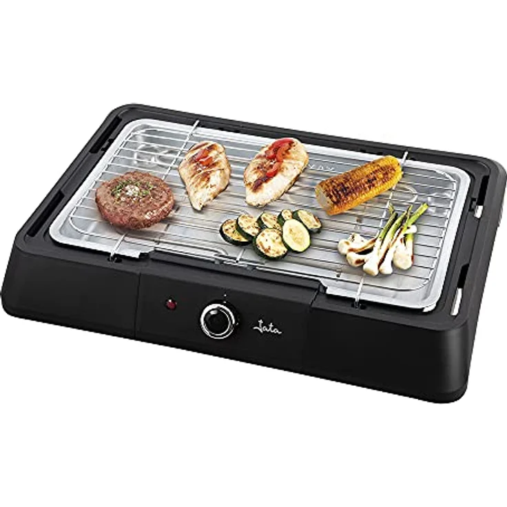 Jata JEBQ1001 Elektrischer Grill mit 2 Kochmöglichkeiten, 2 Höhen, abnehmbar, 400 x 230 mm, 2.200 W, Schwarz – Bild 2