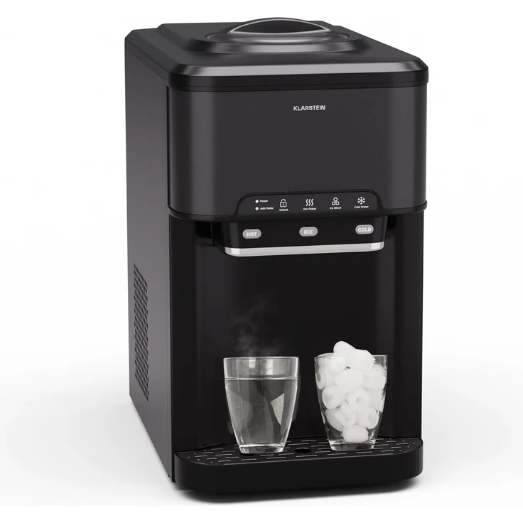 Klarstein Eiswürfelmaschine Aqueous, 3-in-1 mit Heiß- und Kaltwasserdispenser, selbstreinigend, 20 kg Eis pro Tag, BPA-frei – Bild 1