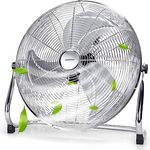 Aigostar Clover xxl - Windmaschine Retro Design, Starker Ventilator 100 Watt, Bodenventilator Metall Chrom, Neigbarer Ventilatorkopf, 3 Geschwindigkeitsstufen, Standventilator 45 cm