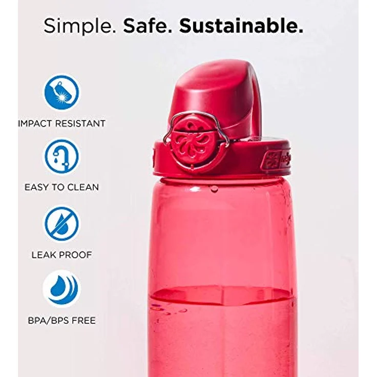 Nalgene Trink und Kunststoffflasche Everyday OTF, 0.65 Liter, Transparent-Red, 5565-1024 - Preisvergleich – Bild 2